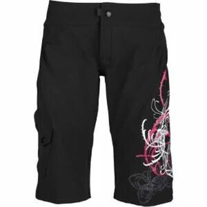 The North Face Zaney Mountain Biking Shorts Flat Front Zip Pocket Floral Black L